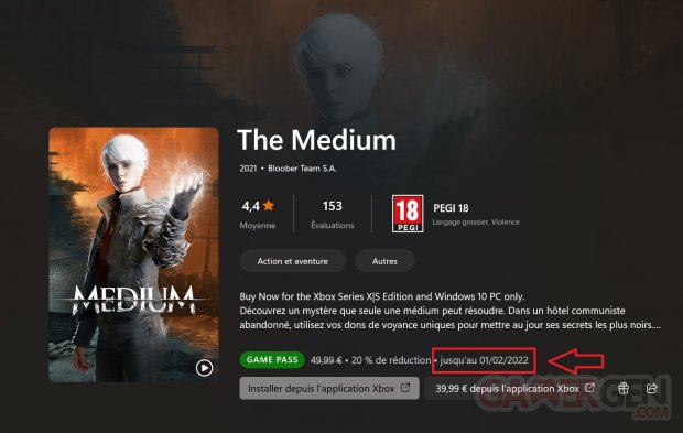 The Medium PC Xbox Game Pass Date fin sortie