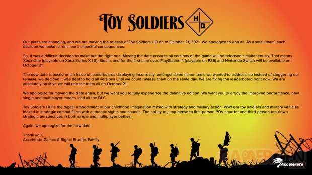 Toy Soldiers HD report date sortie