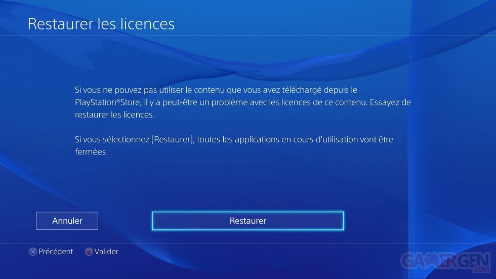 Tutoriel PS4 playstation 4 restaurer les licences 25.02.2014  (3)