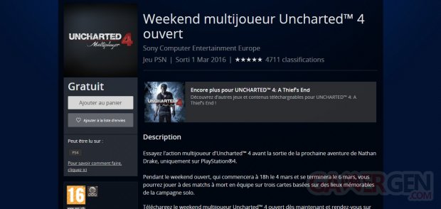 Uncharted 4 week end beta multijoueur