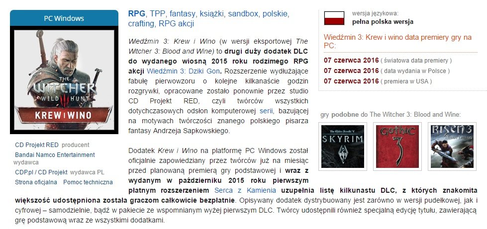 Witcher 3 Wild Hunt DLC Blood Wine Date Sortie
