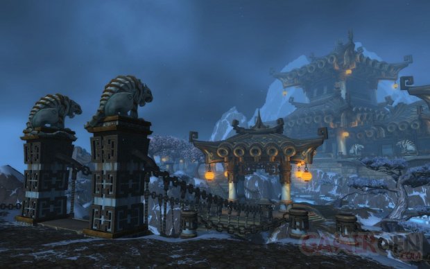 WoW Classic   MoP Screenshot   Tiger statues on bridge at Shado pan hideout 1