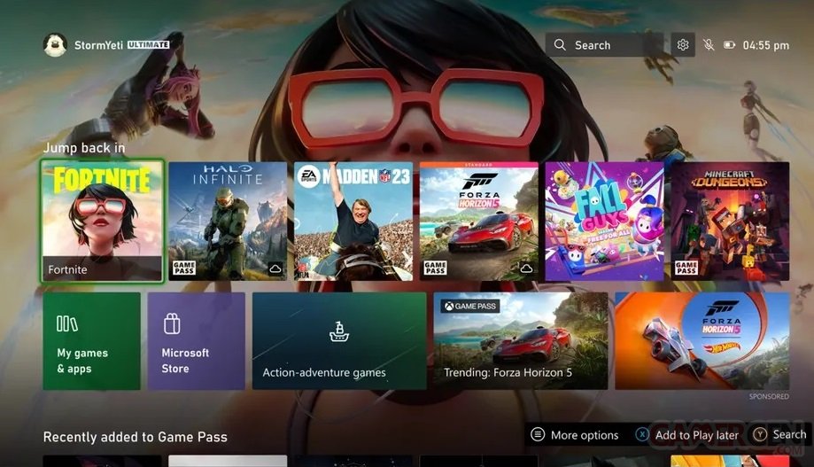 Xbox : un changement de l'interface prévu pour 2023, premier aperçu du  nouvel écran d'accueil 