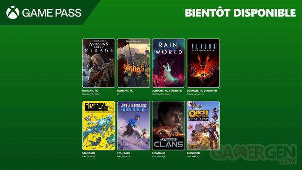 Xbox Game Pass août 2025