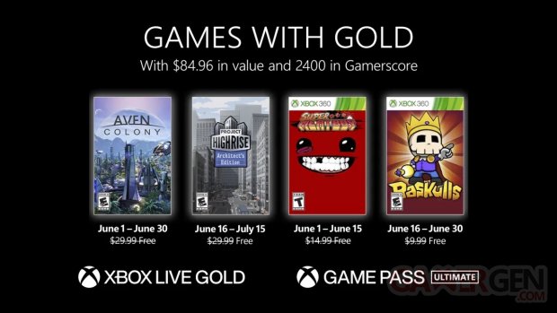Xbox Live Games with Gold 01 06 2022 juin 2022