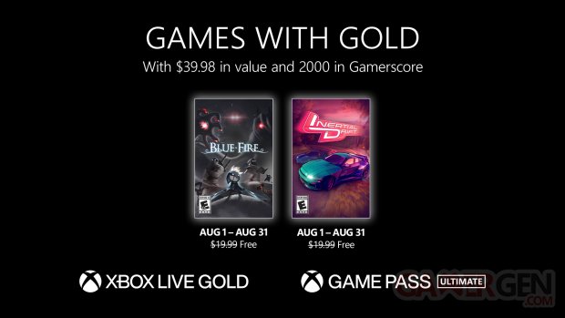 Xbox Live Games with Gold Août 2023
