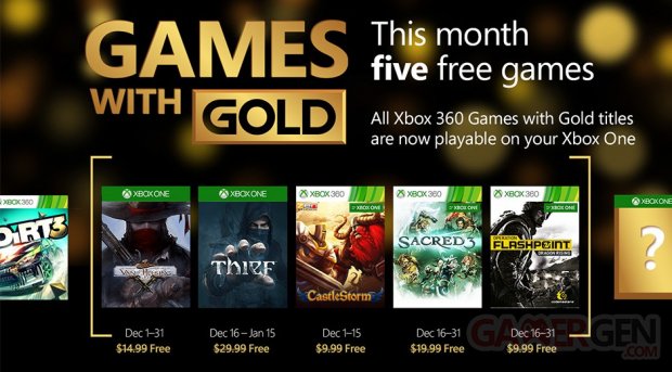 Xbox Live Games with Gold décembre 2015