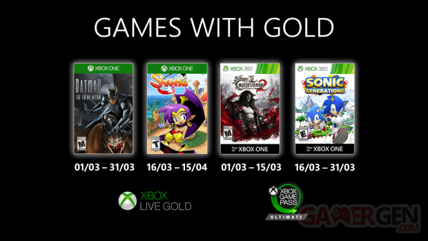 Xbox Live Games with Gold mars 2020