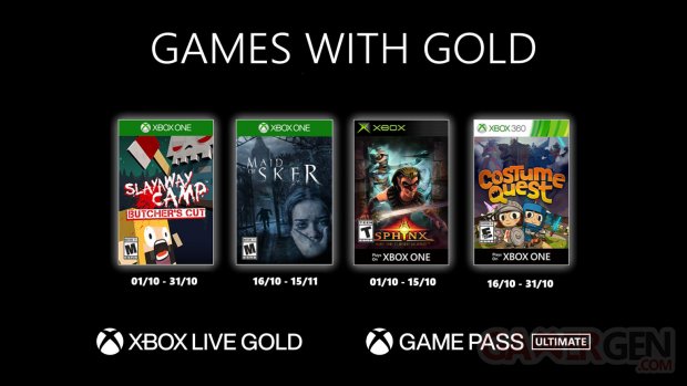 Xbox Live games with gold octobre 2020