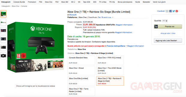 Xbox One bundle Rainbow Six Siege