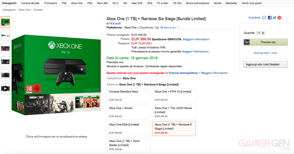 Xbox One bundle Rainbow Six Siege