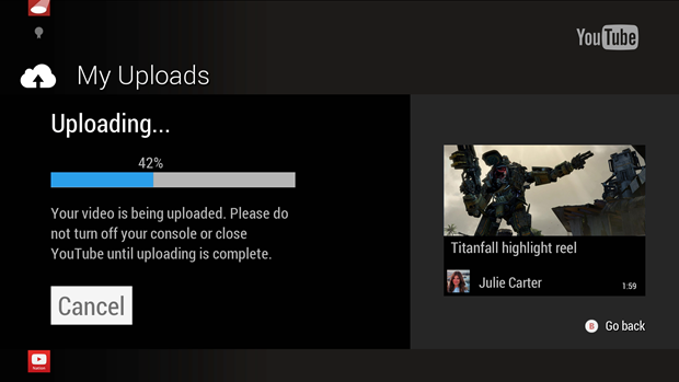 Xbox One upload YouTube