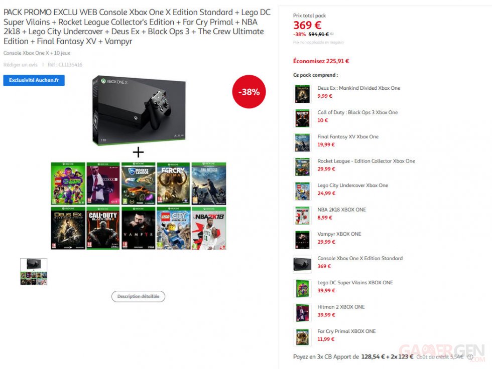 Xbox One X 10 jeux prix promotions rabais reductions images 