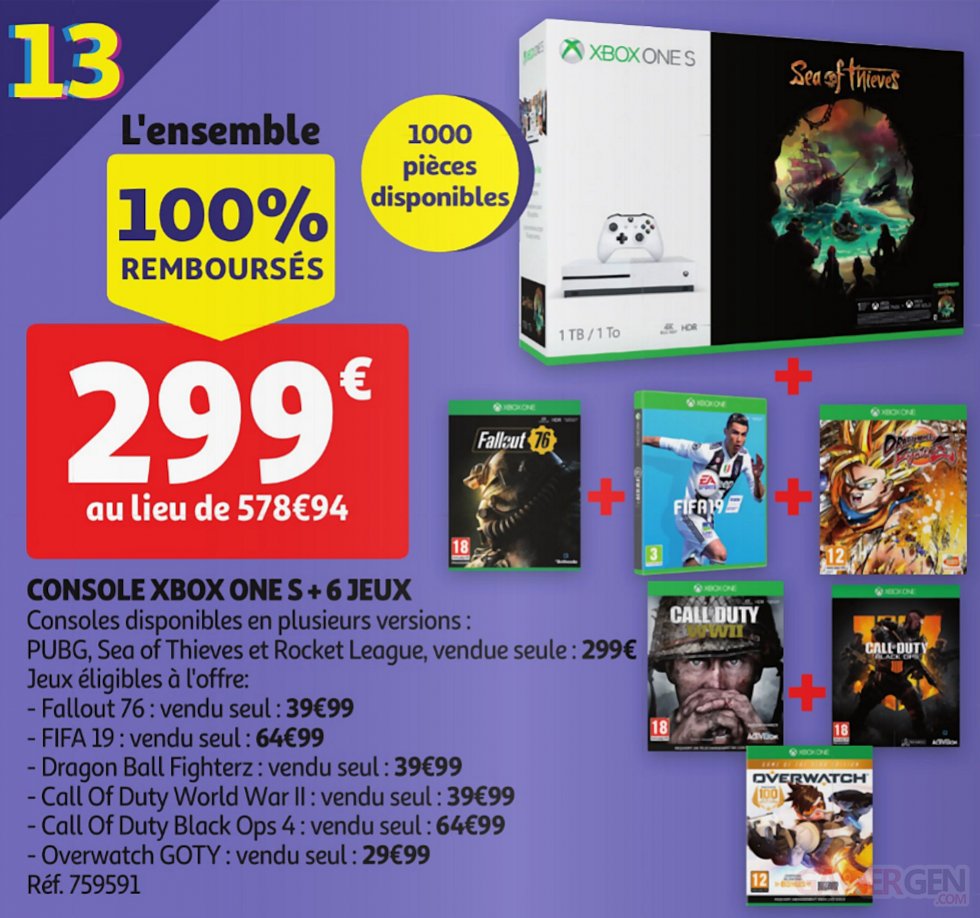 Xbox One X Pack 6 jeux image console auchan