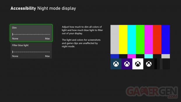 Xbox Series X S One mise à jour firmware octobre 2021 mode nuit 1