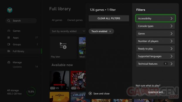 Xbox3 New Filters My Games and Apps 851f3e577a1ed4e51438