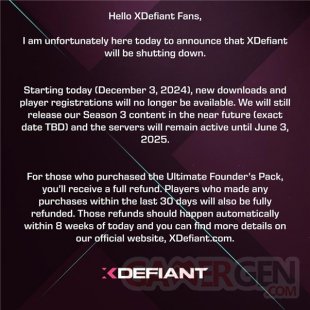 XDefiant message fermeture 01 04 12 2024